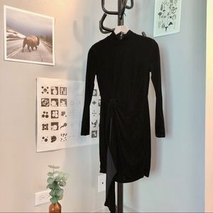 Black Velvet High Neck Bodycon Dress